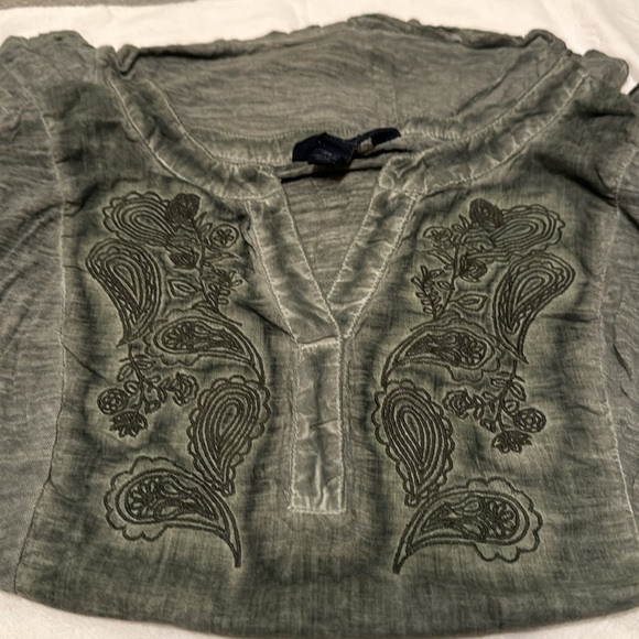 Indigo sage XL top embroidery V open front - Picture 4 of 6